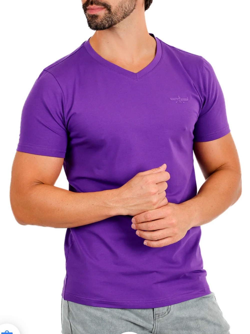 New with tags mens Barabas TV216 V-neck tee in color Purple, size Large.